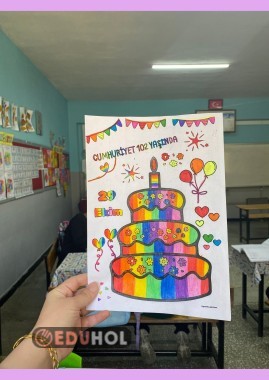 Cumhuriyet 102 Yaşında pasta boyama sayfası