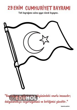 CUMHURİYET BAYRAMI bayrak boyama sayfası