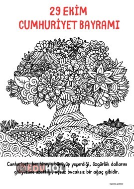 Cumhuriyet Bayramı Mandala Boyama Sayfası