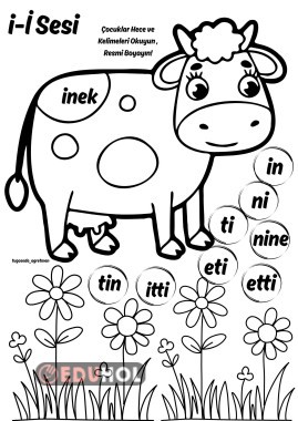 İ sesi İnek Boyama Sayfası
