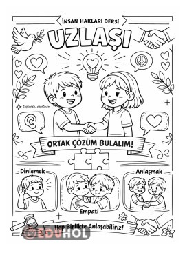 İnsan Hakları Dersi Uzlaşı Konusu Boyama Sayfası