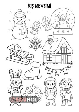 Kış mevsimi boyama sayfası