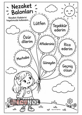 Nezaket ifadeleri boyama defter etkinliği