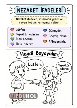 Nezaket İfadeleri Defter Çalışması