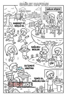 Sağlık Haftası Boyama Sayfası