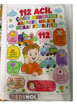 Trafik dersi-112 acil boyama interaktif defter çalışması