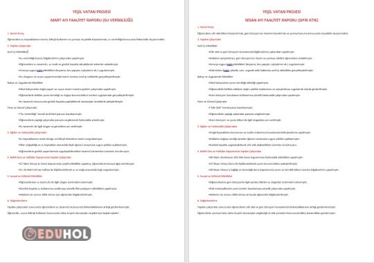 Yeşil Vatan Mart-Nisan Ayı Raporları