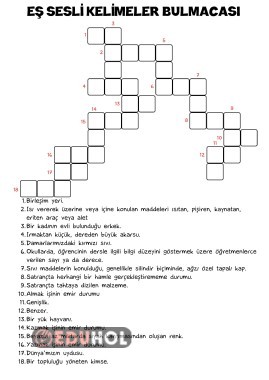 Eş Sesli Kelimeler Bulmacası