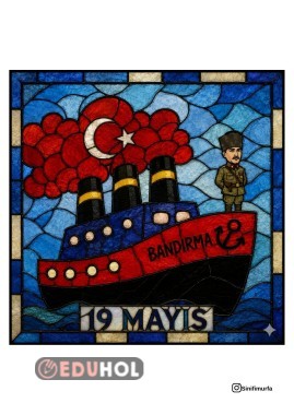 19 Mayıs VİTRAY SANAT çalışması boyama şablonu