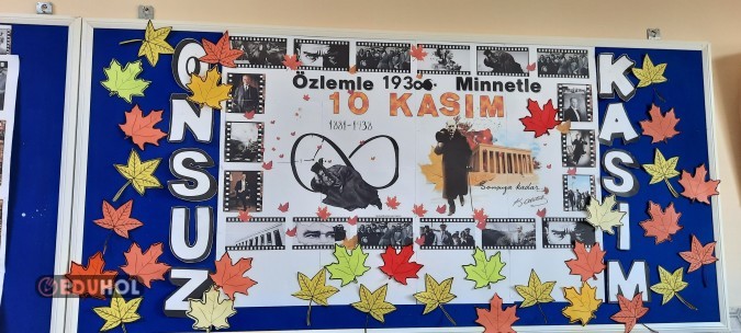 10 Kasım  Pano yazı ve Çınar  yaprakları