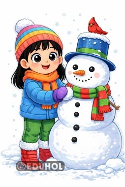 Büyük Boy Kardan Adam ve Kız Çocuk Pano  görseli