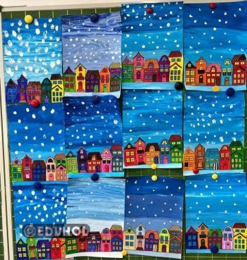 Kış temalı  grup boyama Mahalle oluşturma