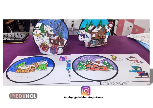 KIŞ TEMALI KÜRE 2026 3 BOYUTLU BOYAMA