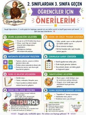 3.sınıfa başlayacaklar için yaz tatili önerilerim