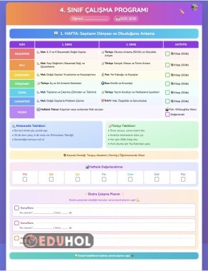 2 Haftalık Çalışma Programı