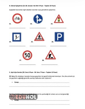 4. Sınıf Trafik Güvenliği 1. Dönem Genel Değerlendirme