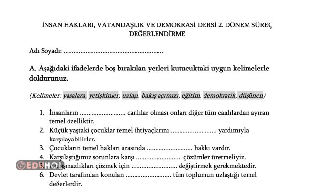İnsan Hakları, Vatandaşlık ve Demokrasi