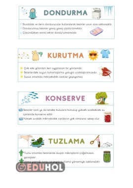 Besinleri saklama koşulları deftere yapıştırma etkinliği