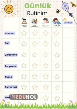 Çocuklar için günlük rutin tablosu
