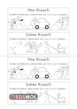 İtme ve çekme kuvveti deftere yapıştırma etkinliği