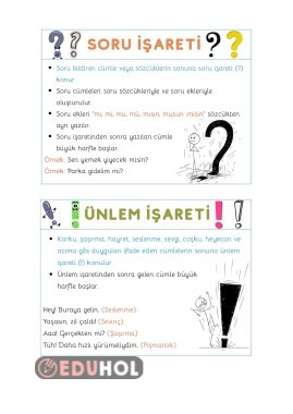 Noktalama İşaretleri (nokta, virgül, soru işareti, ünlem)