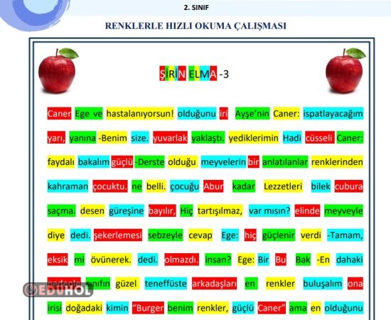 1-2-3. SINIFLAR RENKLERLE HIZLI OKUMA ETKİNLİĞİ ŞİRİN ELMA-3