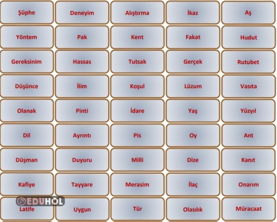 2-3-4. SINIFLAR EŞ ANLAMLI KELİME TOMBALA OYUNU KELİME LİSTESİ-2