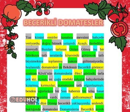 3 SAYFA 2.3.4. SINIFLAR İÇİN RENKLERLE HIZLI OKUMA BECERİKLİ DOMATESLER