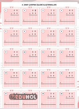2 SAYFA ÇARPMA İŞLEMİ ALIŞTIRMA
