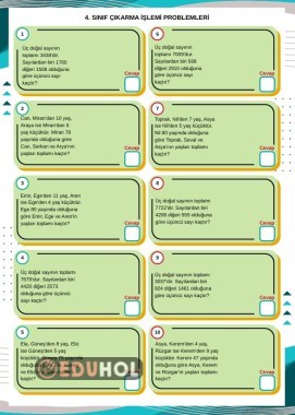ÇIKARMA İŞLEMİ PROBLEMLERİ