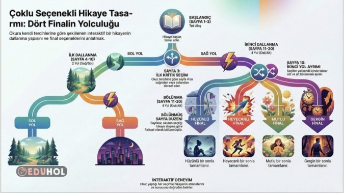 ÇOKLU FİNALLE BİTEN HİKAYE YAZMA İNFOGRAFİĞİ