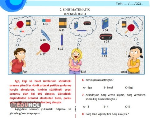 MATEMATİK 10 SORULUK YENİ NESİL TEST4