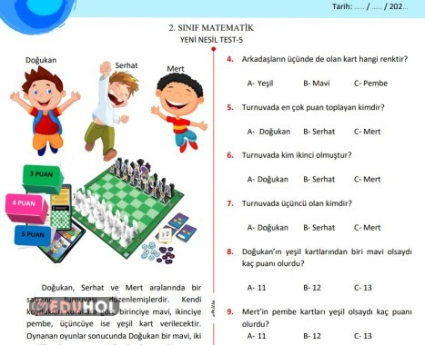 MATEMATİK 10 SORULUK YENİ NESİL TEST