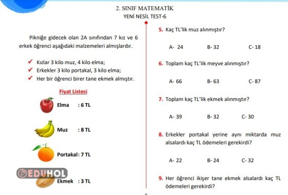 MATEMATİK YENİ NESİL TEST6