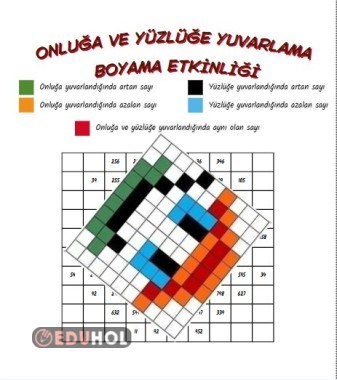 ONLUĞA VE YÜZLÜĞE YUVARLAMA PİKSEL BOYAMA ETKİNLİĞİ