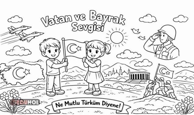 3 SAYFA TATİL DÖNÜŞÜ İLK DERS ETKİNLİĞİ VATAN VE BAYRAK SEVGİSİ BOYAMA