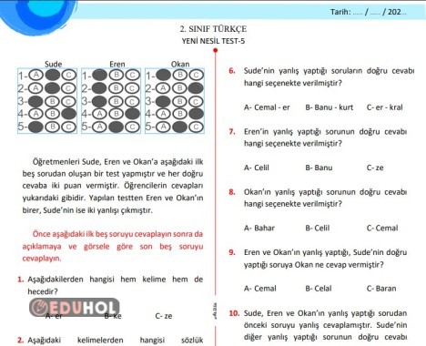 TÜRKÇE 10 SORULUK YENİ NESİL TEST5