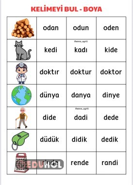 D SESİ KELİMEYİ BUL - BOYA