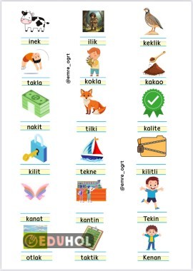 K SESİ GÖRSEL KELİMELER