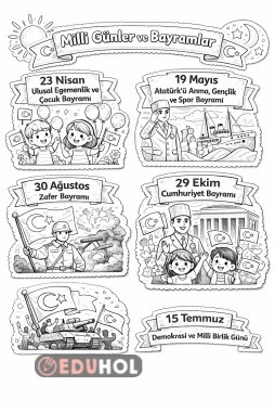 2. sınıf Milli gün ve bayramlar boyaması