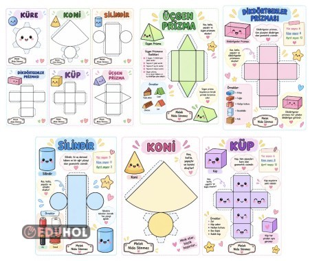 GEOMETRİK CİSİMLER KES - KATLA - YAPIŞTIR
