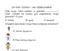 2.sınıf ara değerlendirme 1