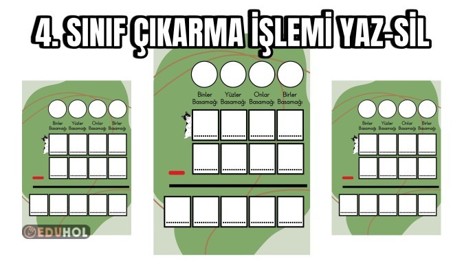 4. Sınıf Çıkarma İşlemi Yaz-Sil Şablonu