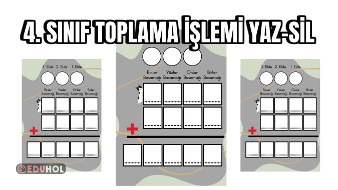 4. Sınıf Toplama İşlemi Yaz-Sil Şablonu