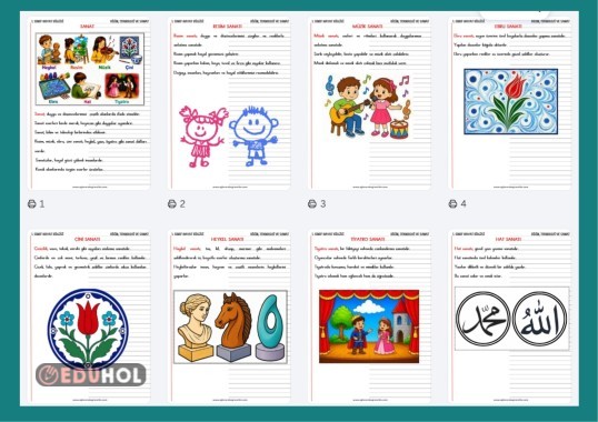 1. Sınıf Sanat Konusu Defter Çalışması