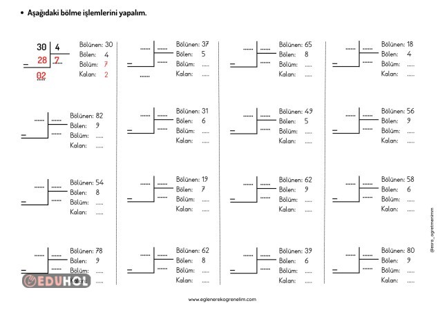 3. SINIF KALANLI VE KALANSIZ BÖLME İŞLEMİ ELEMANLARI