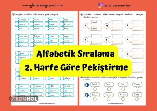 Alfabetik Sıralama 2. Harfe Göre Pekiştirme