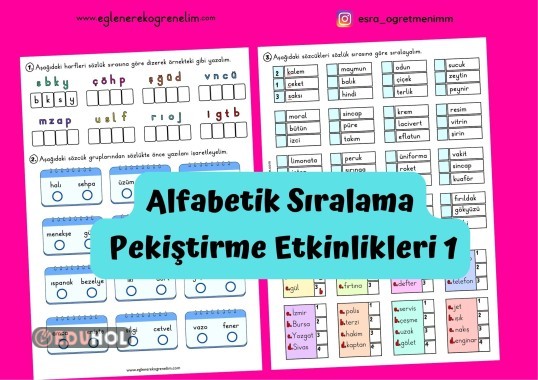 Alfabetik Sıralama Pekiştirme Etkinlikleri 1