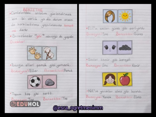 Benzetme Defter Çalışması