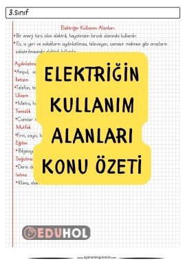 Elektriğin Kullanım Alanları Konu Özeti